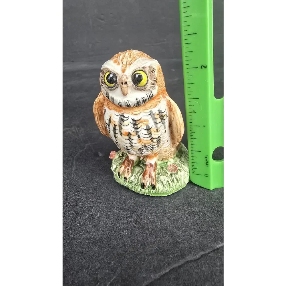 Miniature Owl Figurine Painted Signed Basil Matthews Made in England